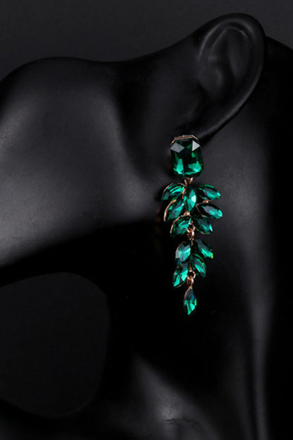 Dark Green Teardrop Crystal Earrings