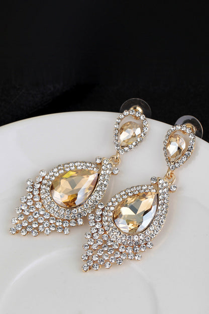 Bride's Alloy Rhinestone Tear Drop Shaped Champagne Earrings (1pair )