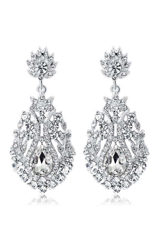 White Crystal Bridal Wedding Earrings