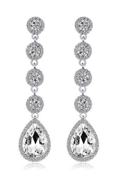 Bridal White Clear Crystal Wedding Earrings