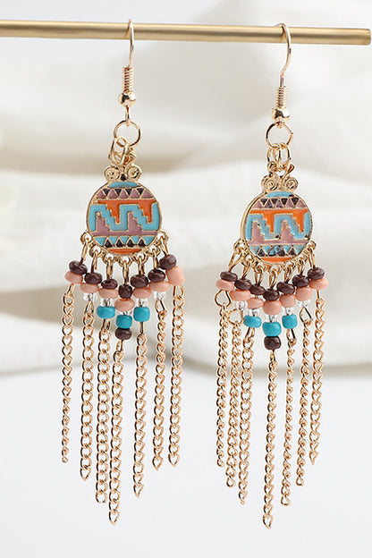 Pink Boho Style Drop Earrings