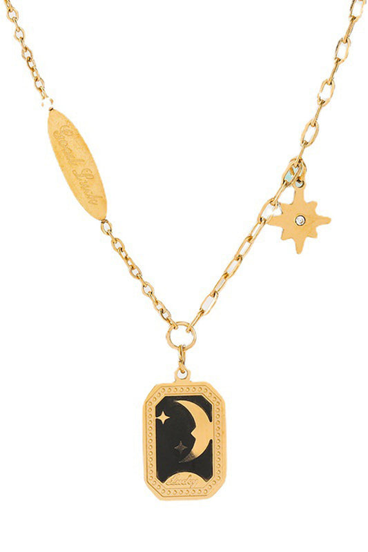 Gold Enamel Necklace Clavicle Chain