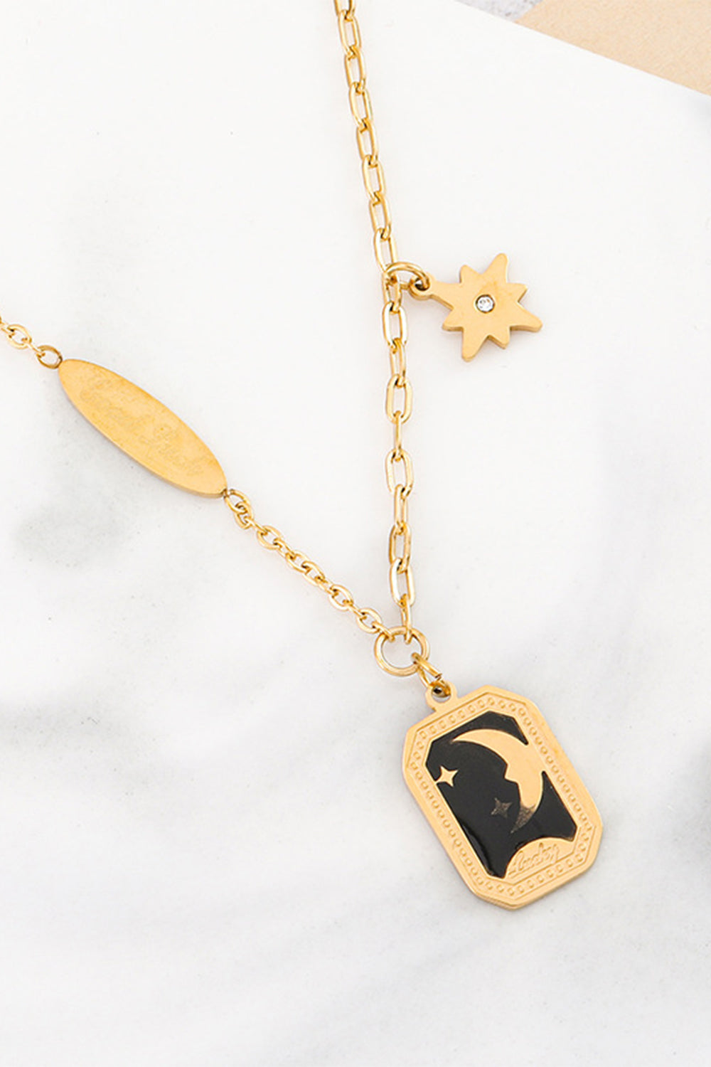 Gold Enamel Necklace Clavicle Chain