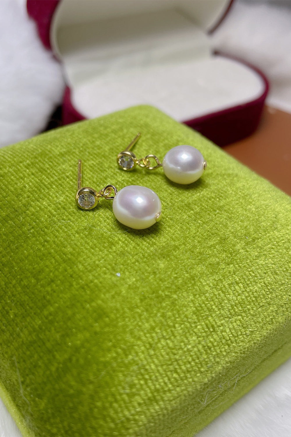 White Pearl Earrings