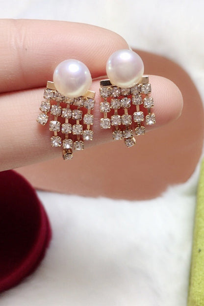 Beaded Pearl White Earrings