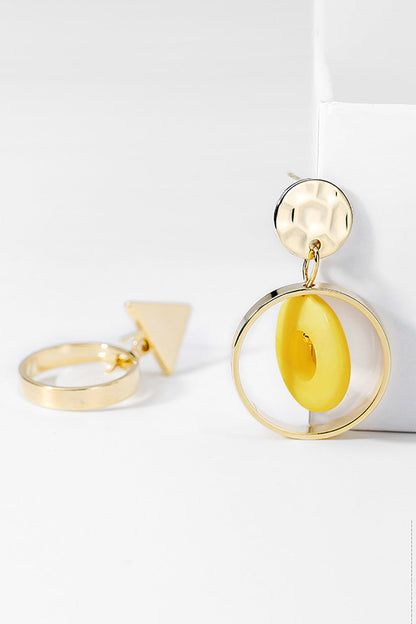 Yellow Asymmetric Statement Earrings