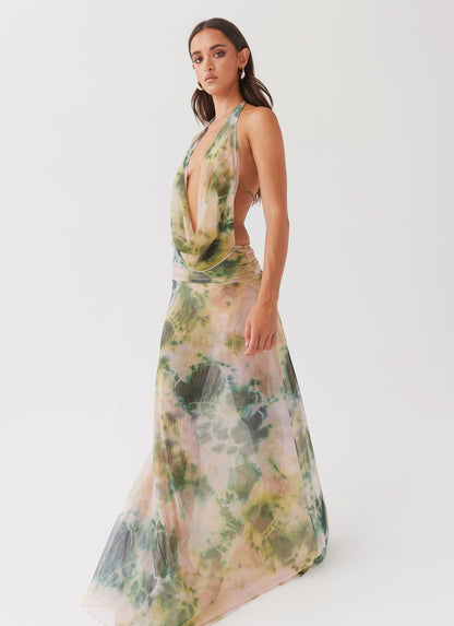 Elysia Mesh Maxi Dress - Rainforest