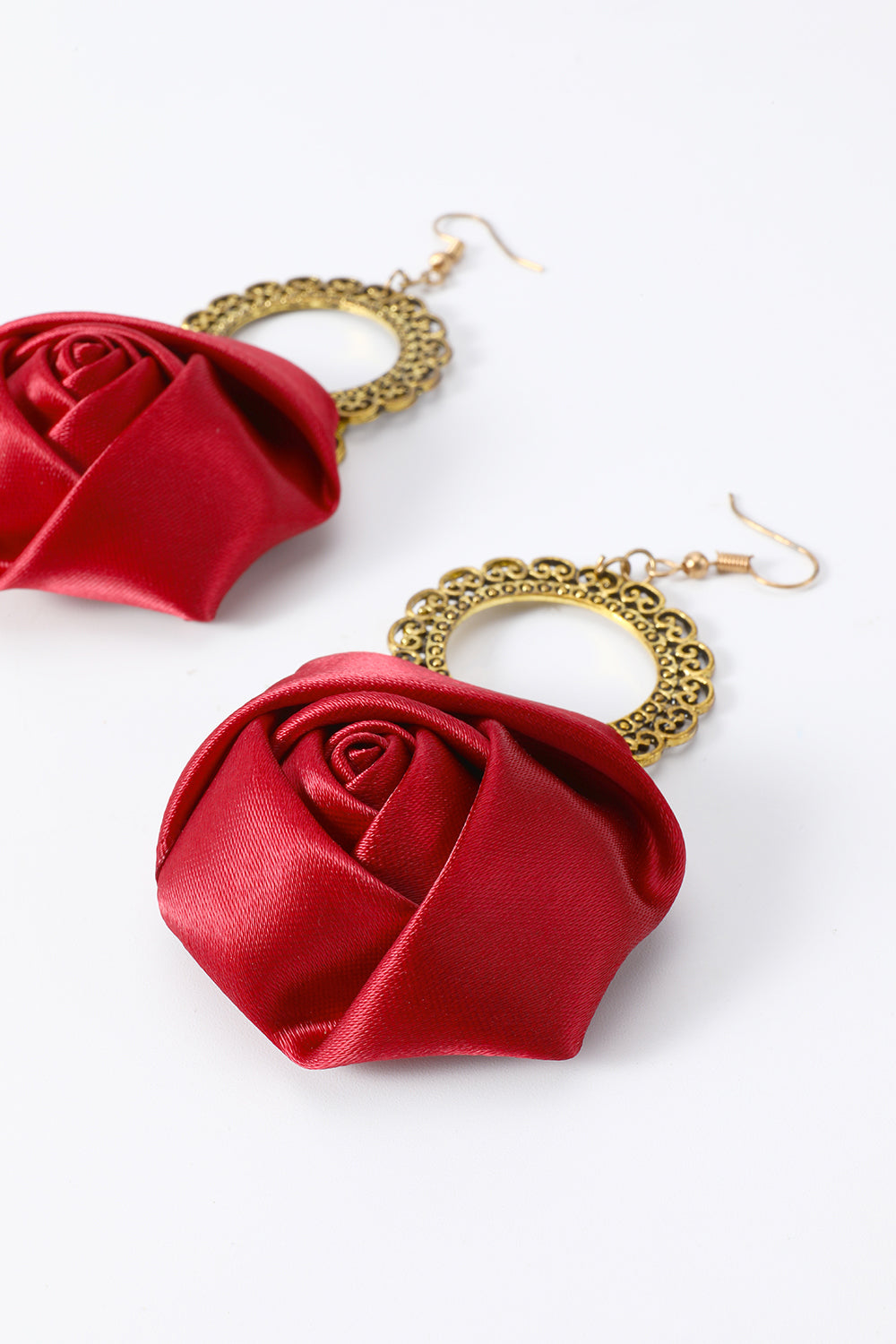 Red Women Halloween Earrings with Flowers