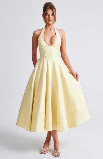 Effie Midi Dress - Lemon